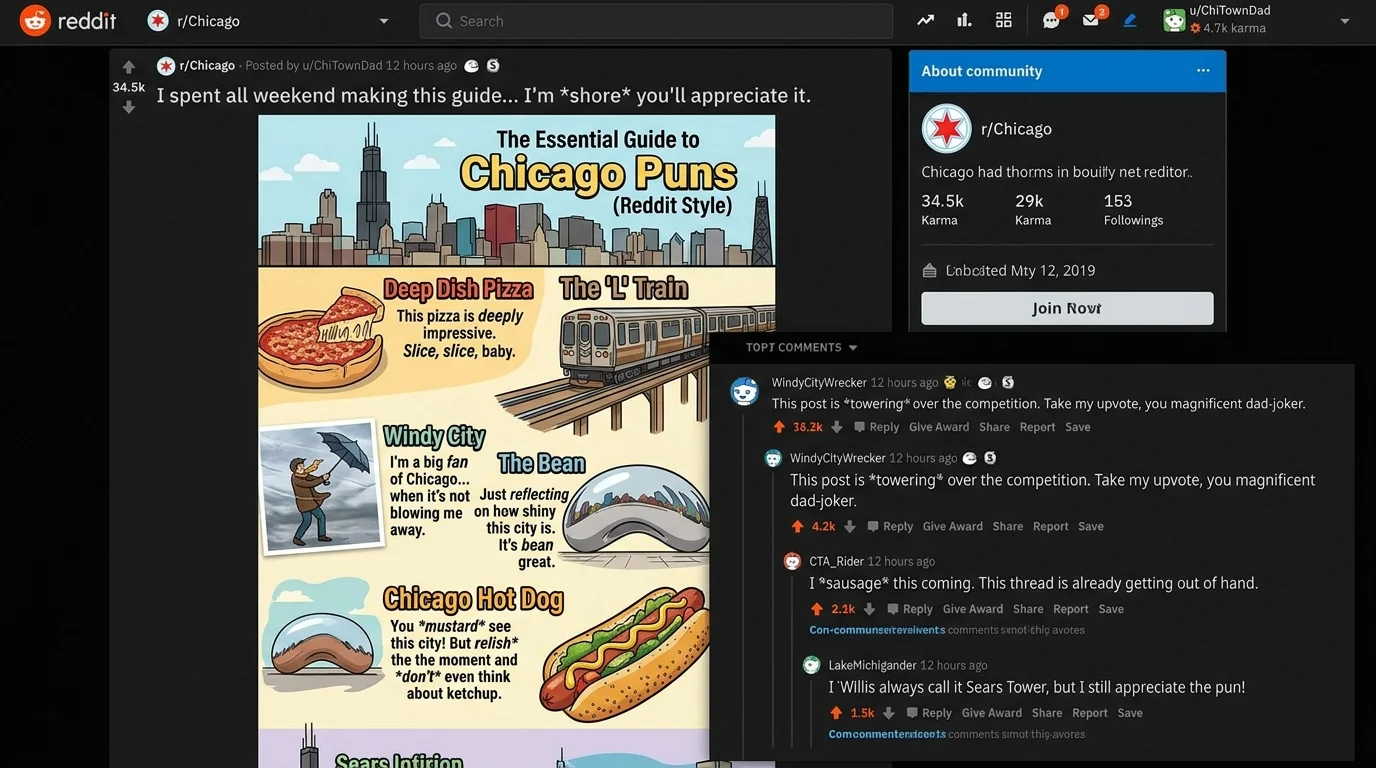 Chicago Puns Reddit Style