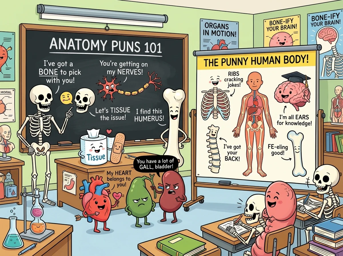Witty Anatomy Puns That Slay on Social Media